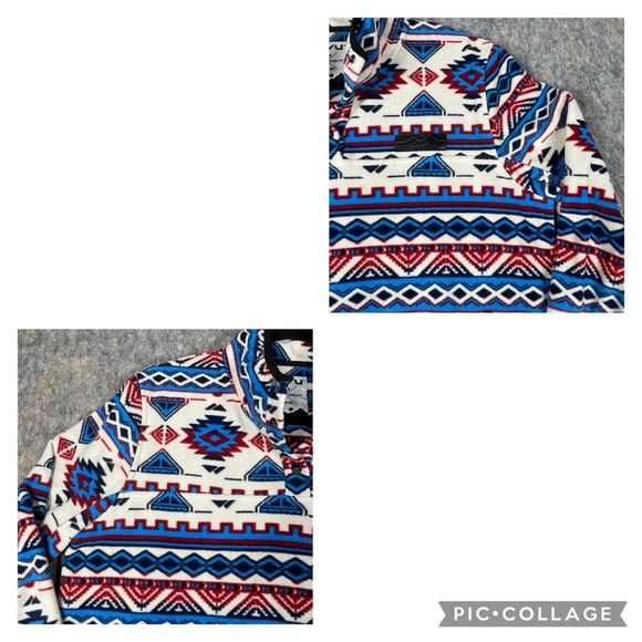 Kavu Cavanaugh Aztec 1/4 Snap Fleece Outdoor Activewear Cozy Walking Pullover L - Picture 6 of 14